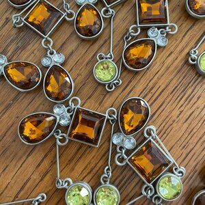 Lot of 4 boxes Pottery Barn Jewel 60" Garland Amber Citrine Silver Christmas